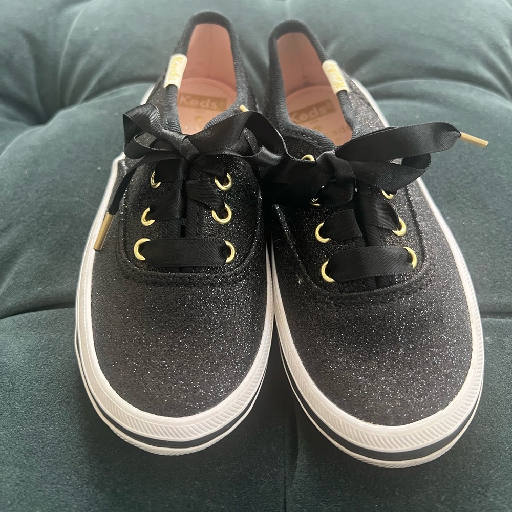 Keds Kate Spades X Kids Black Glitter Sneakers